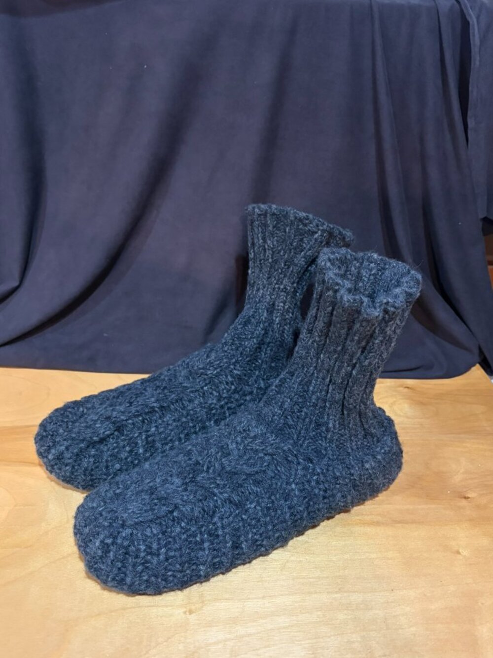 MUK LUKS Men's Cable Knit Fold Over Cuff Slipper Sock (S/M) Size 8-10